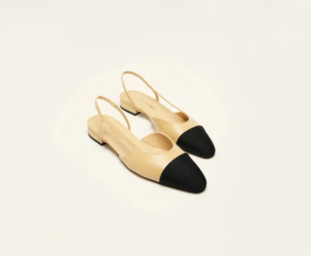 FLAT SLINGBACK · BEIGE BLACK