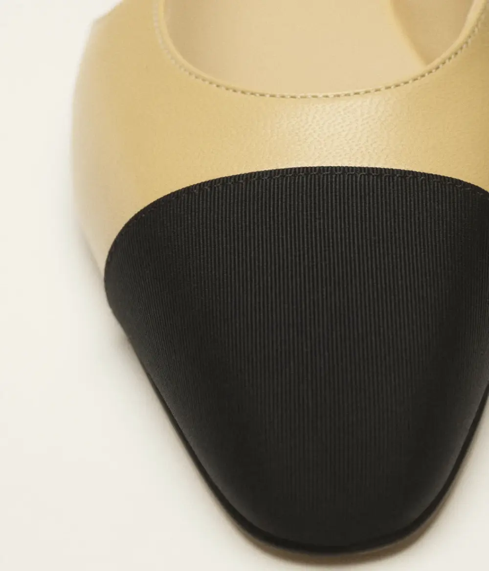 CHANEL FLAT SLINGBACK BEIGE BLACK