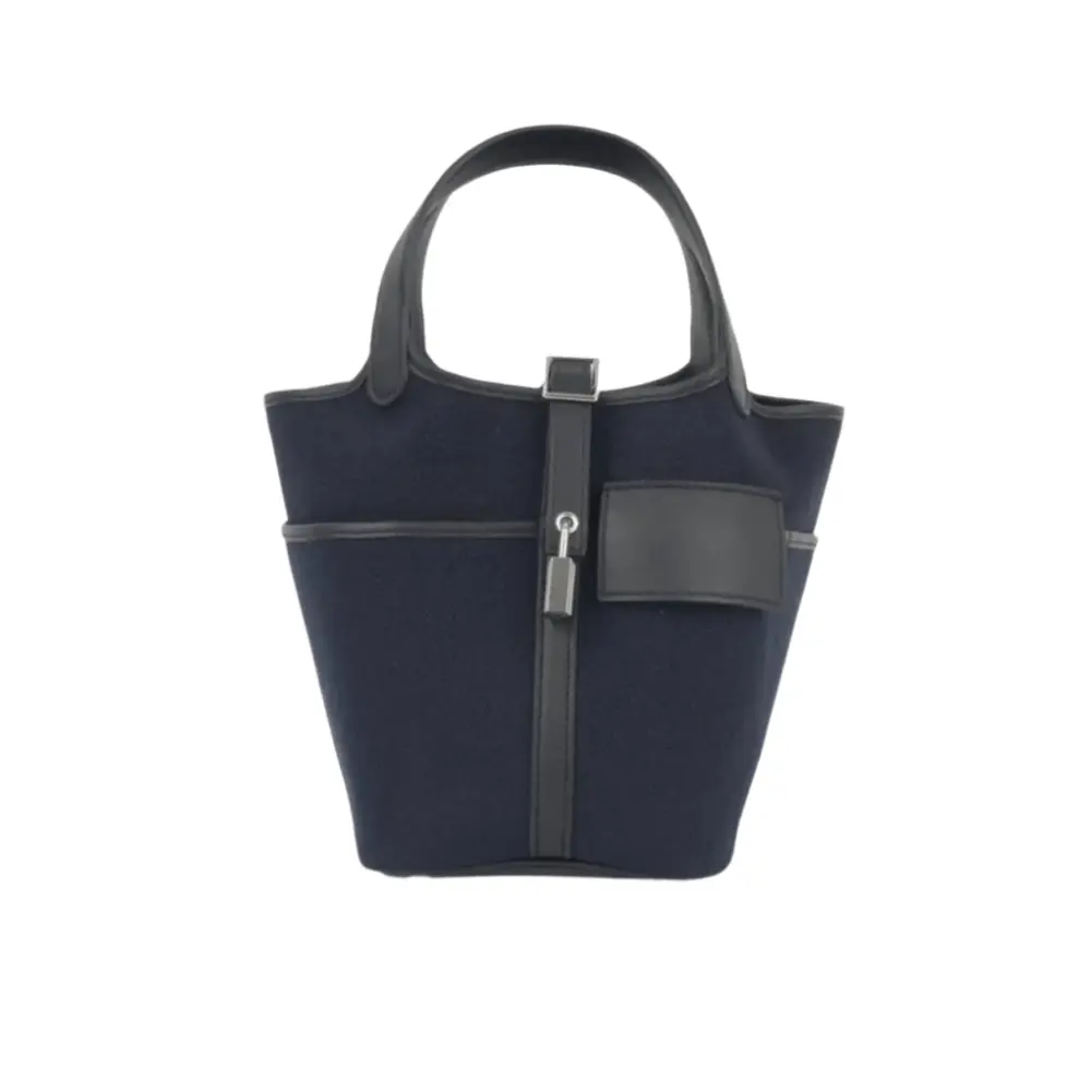 HERMES PICOTIN 18 CARGO BLUE MARINE / BLACK TOILE GOELAND AND SWIFT PHW