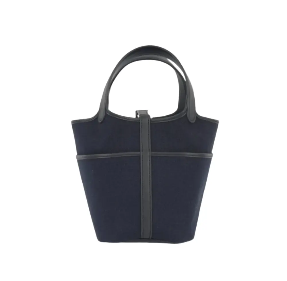 HERMES PICOTIN 18 CARGO BLUE MARINE / BLACK TOILE GOELAND AND SWIFT PHW