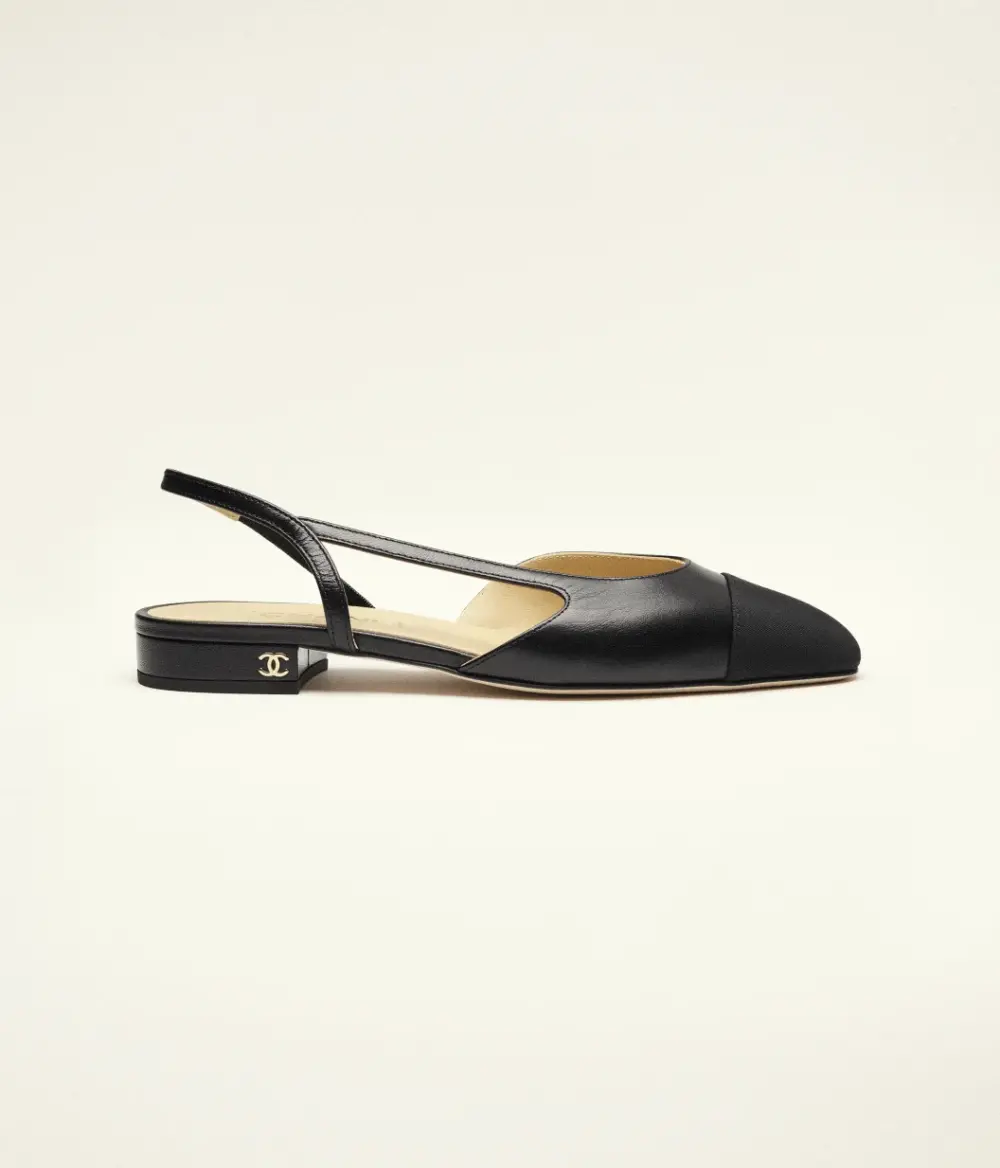 CHANEL FLAT SLINGBACK BLACK