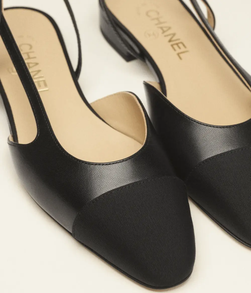 CHANEL FLAT SLINGBACK BLACK