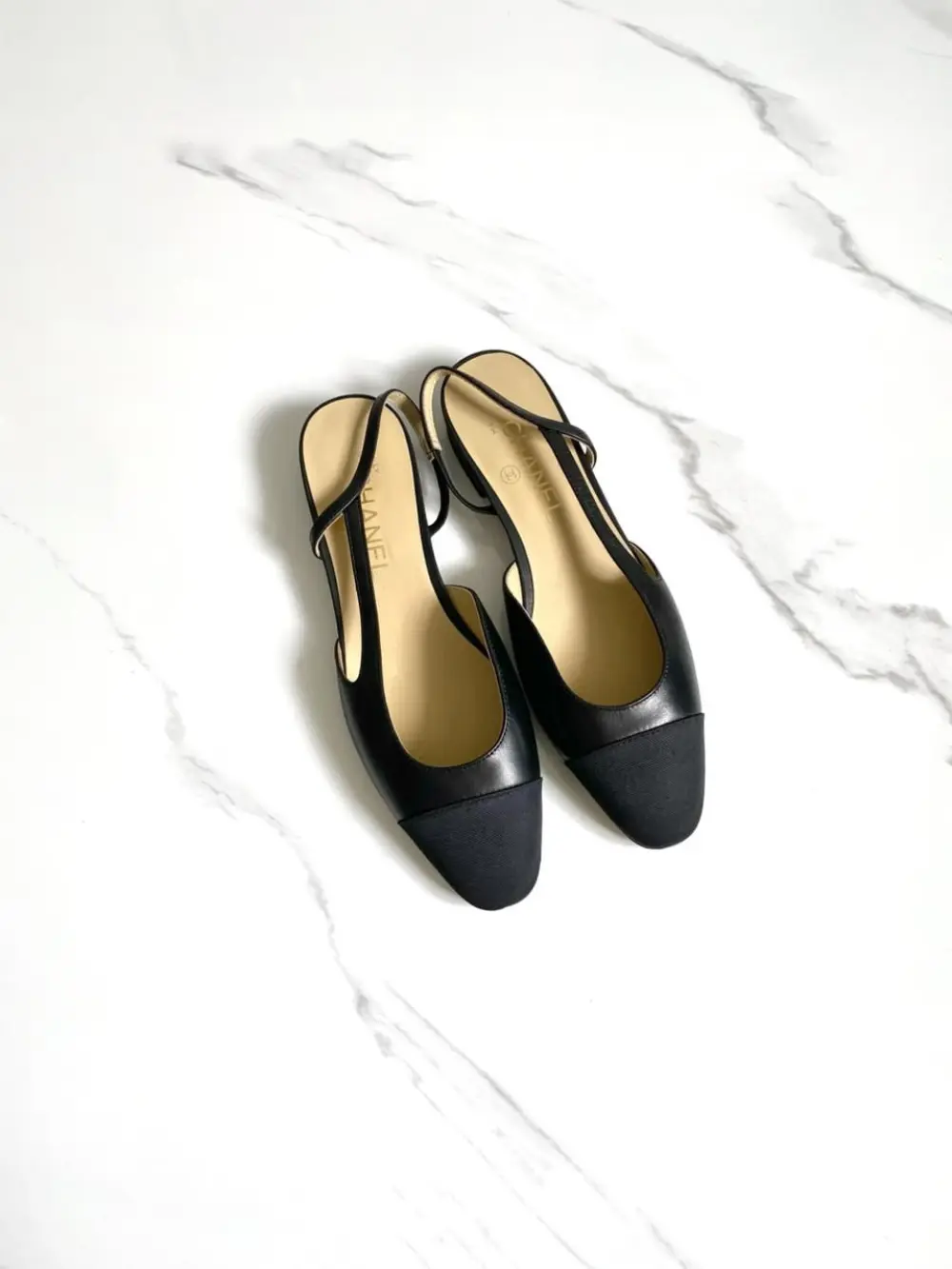 CHANEL FLAT SLINGBACK BLACK