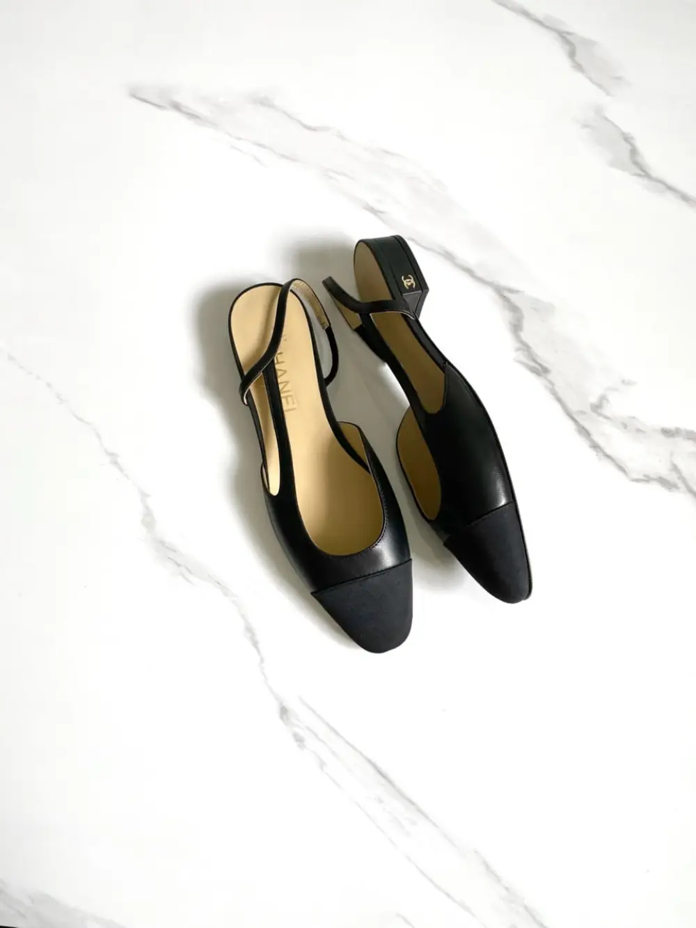 CHANEL FLAT SLINGBACK BLACK