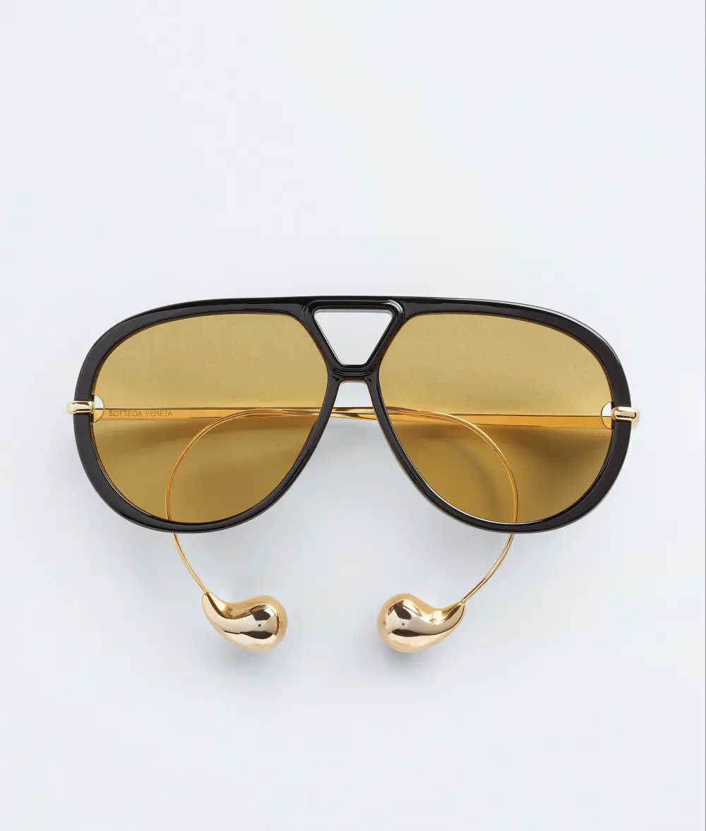 BV DROP AVIATOR SUNGLASSES · BLACK YELLOW GHW