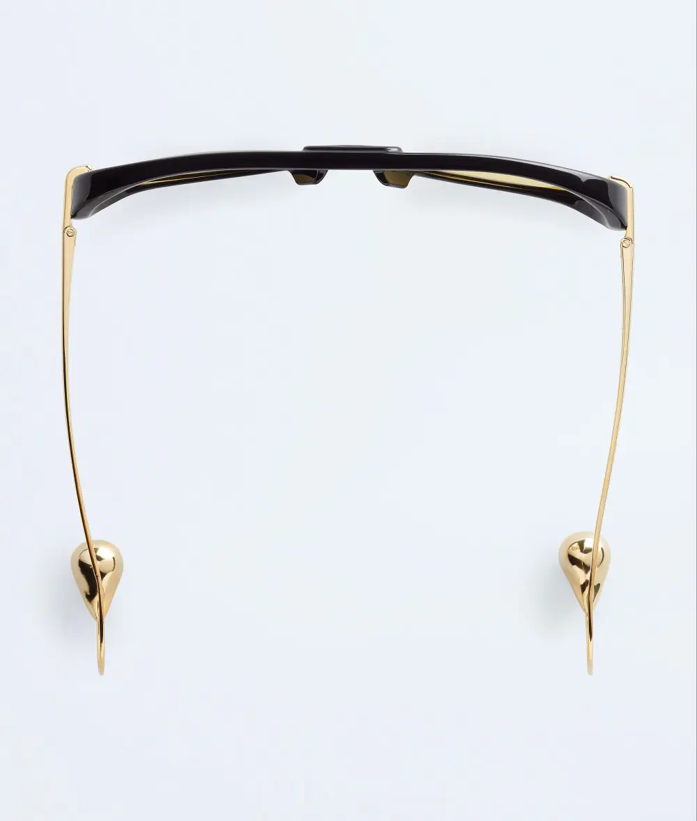 BOTTEGA VENETA BV DROP AVIATOR SUNGLASSES BLACK YELLOW GHW