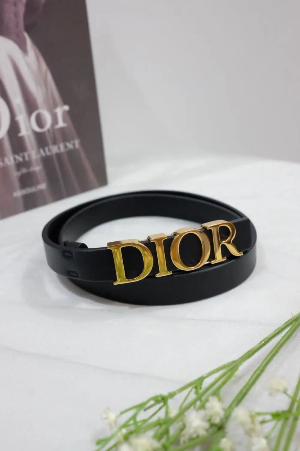 DIOR D-DREAM BELT 2CM black smooth calfskin