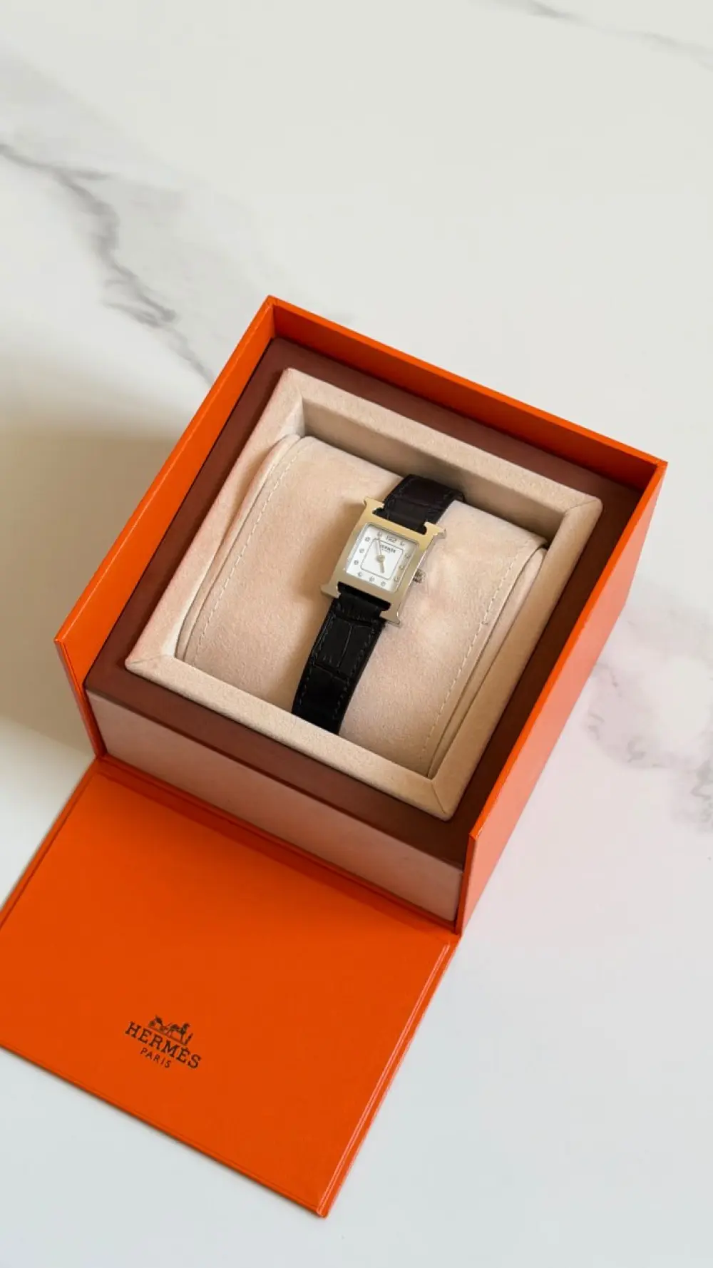 HHOUR PM DIAMOND DIAL & MOP PEARL · BLACK CROCO PHW