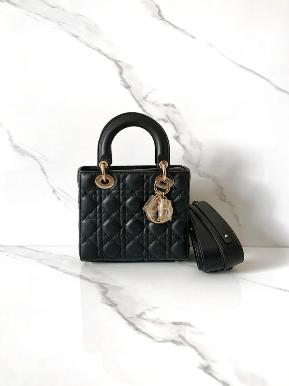 DIOR LADY DIOR SMALL BLACK GHW