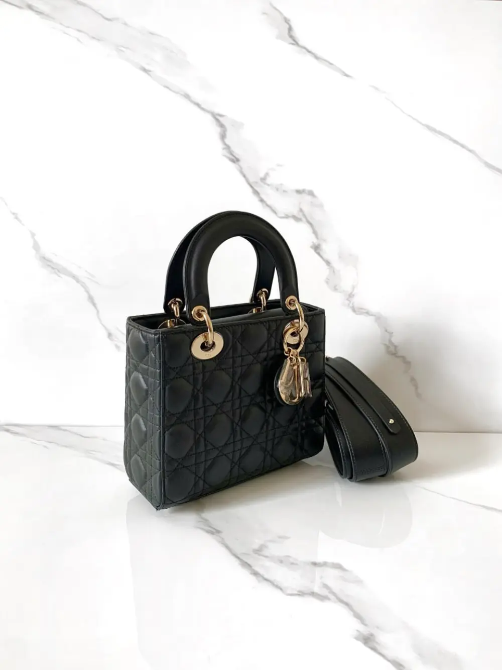 DIOR LADY DIOR SMALL BLACK GHW