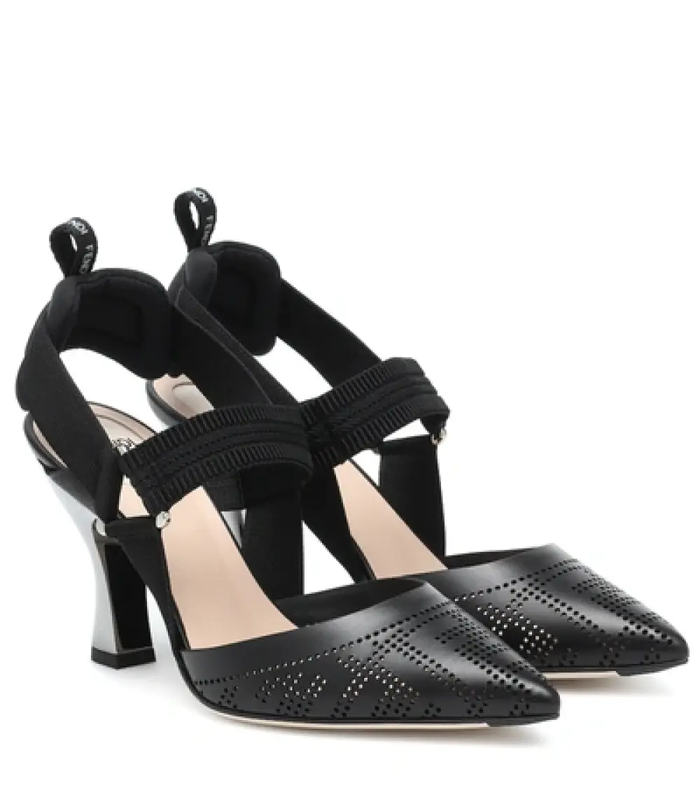 COLIBRI SLINGBACK 8,5CM LASERCUT · BLACK LEATHER