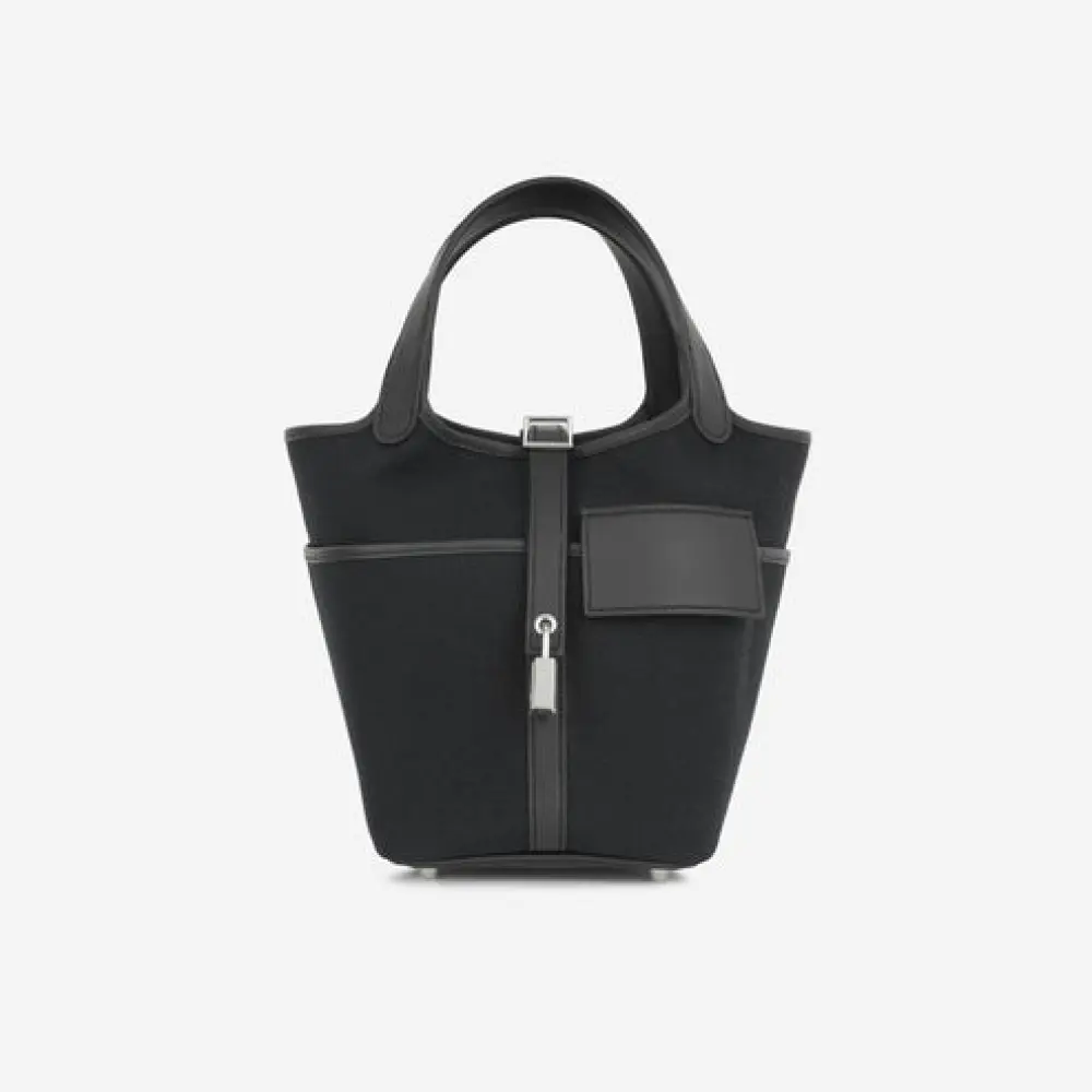 HERMES PICOTIN 18 CARGO BLACK / BLACK GOELAND & SWIFT PHW
