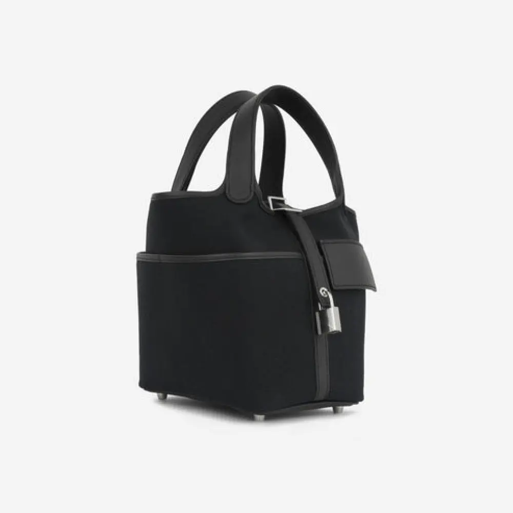 HERMES PICOTIN 18 CARGO BLACK / BLACK GOELAND & SWIFT PHW