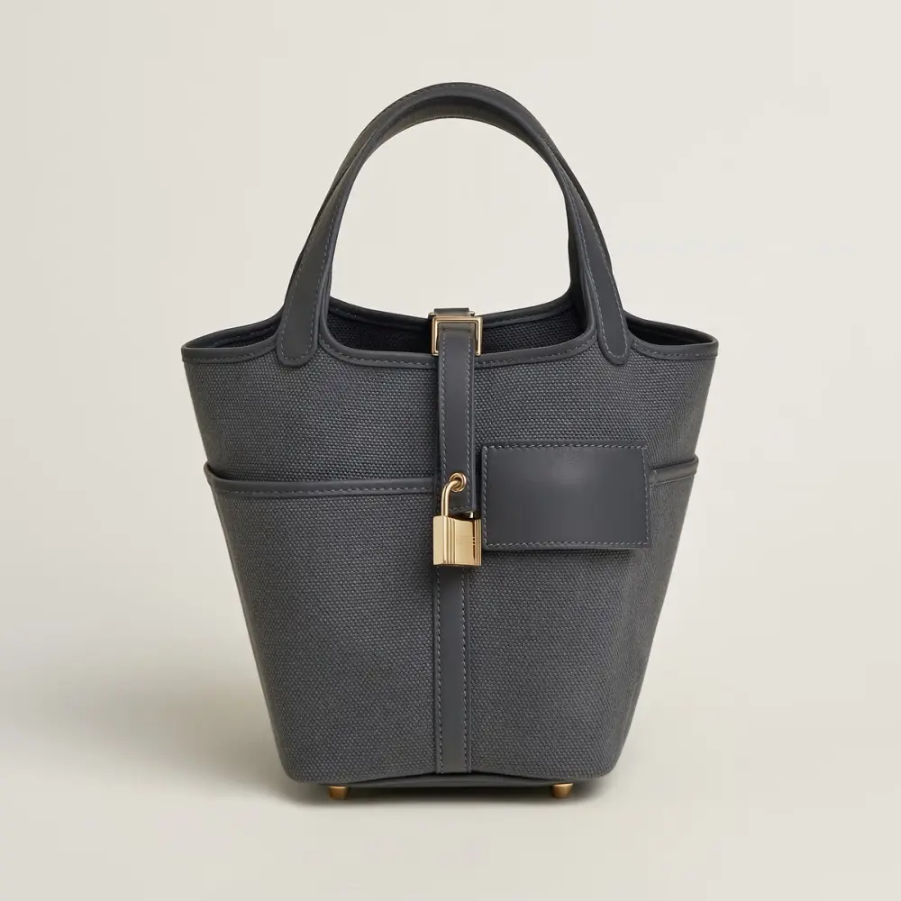 HERMES PICOTIN 18 CARGO ARDOISE / ARDOISE GOELAND & SWIFT GHW