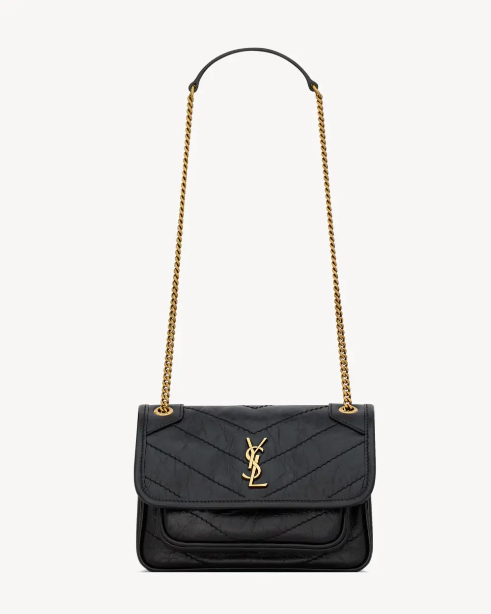 SAINT LAURENT NIKI MINI VINTAGE LEATHER · BLACK GHW