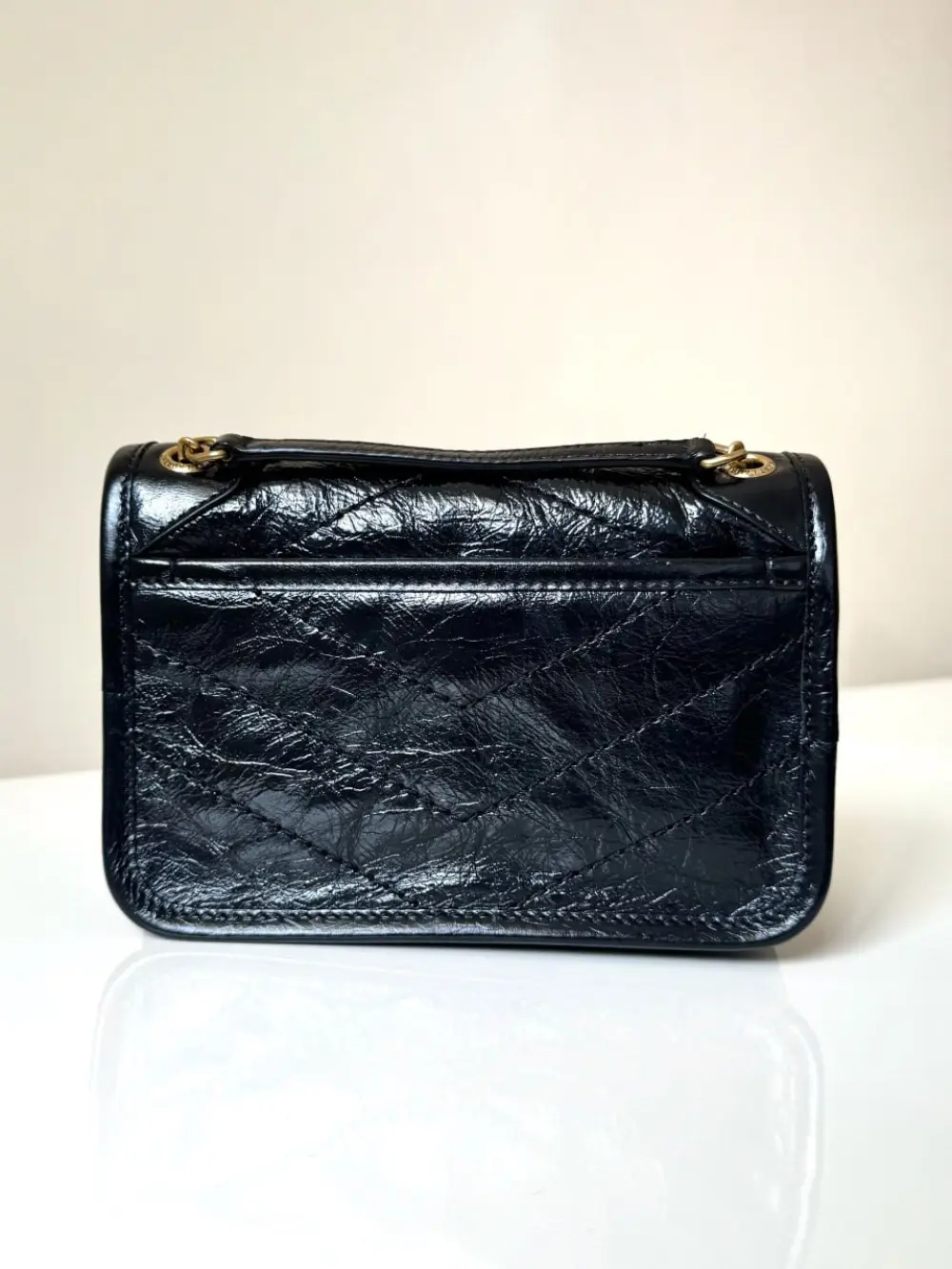 YSL SAINT LAURENT NIKI MINI VINTAGE LEATHER BLACK GHW