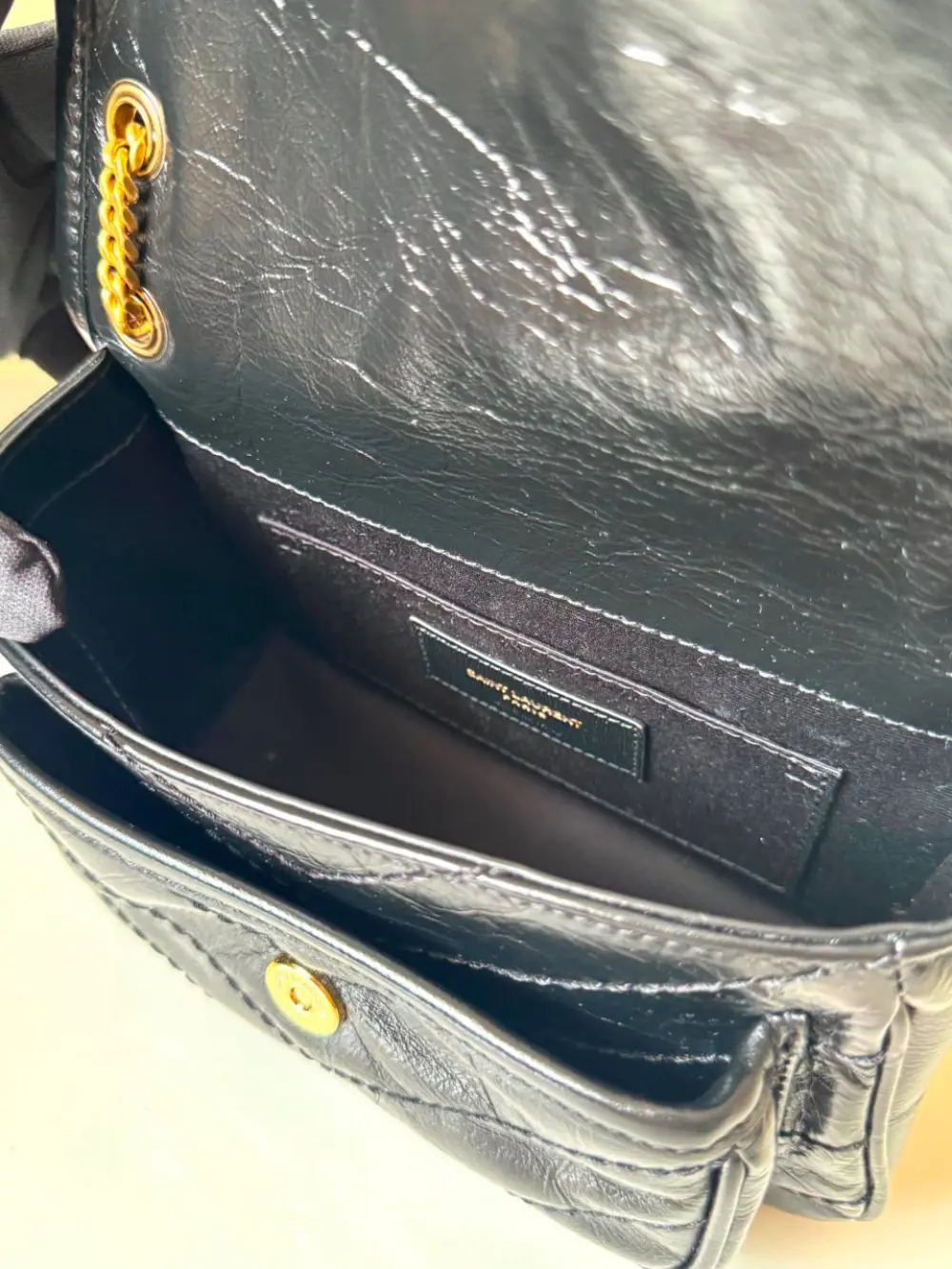 YSL SAINT LAURENT NIKI MINI VINTAGE LEATHER BLACK GHW