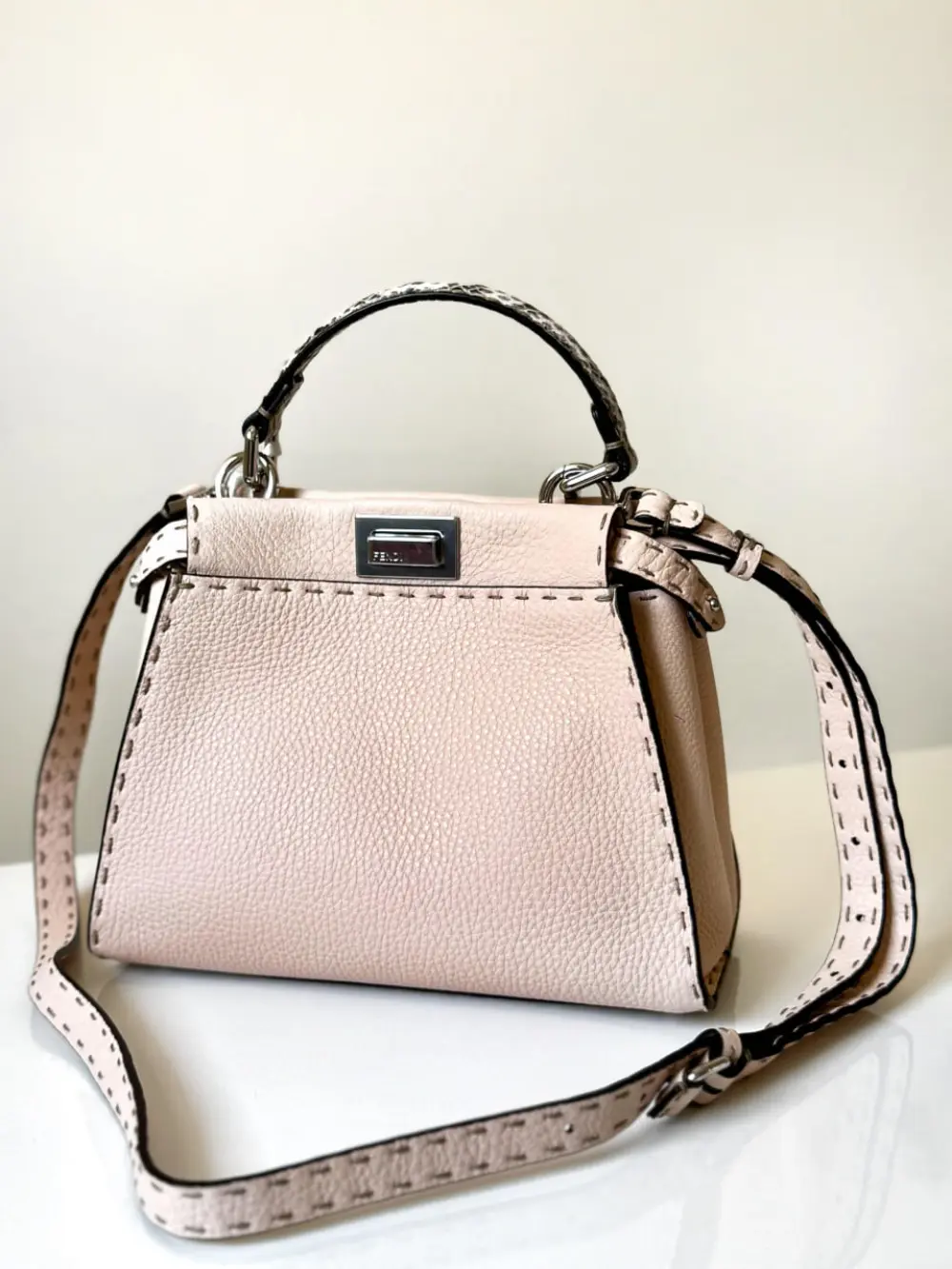 FENDI PEEKABOO MINI BAG NUDE PINK PHW
