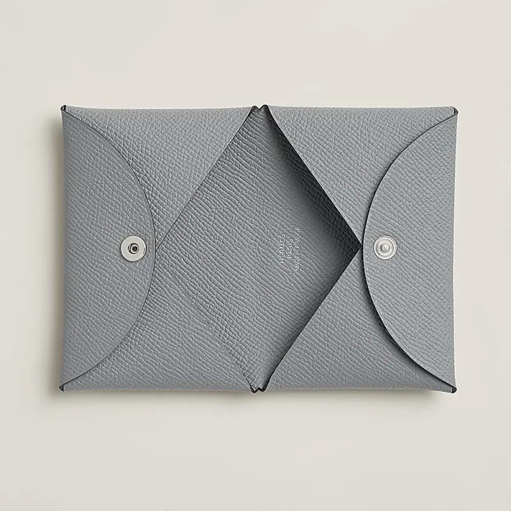 HERMES CALVI CARD HOLDER GRIS PANTIN EPSOM