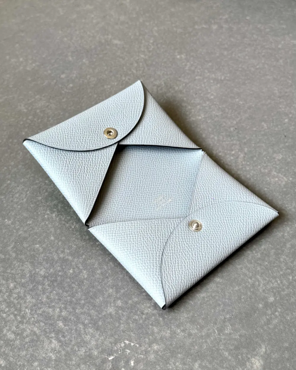 HERMES CALVI CARD HOLDER GRIS PANTIN EPSOM