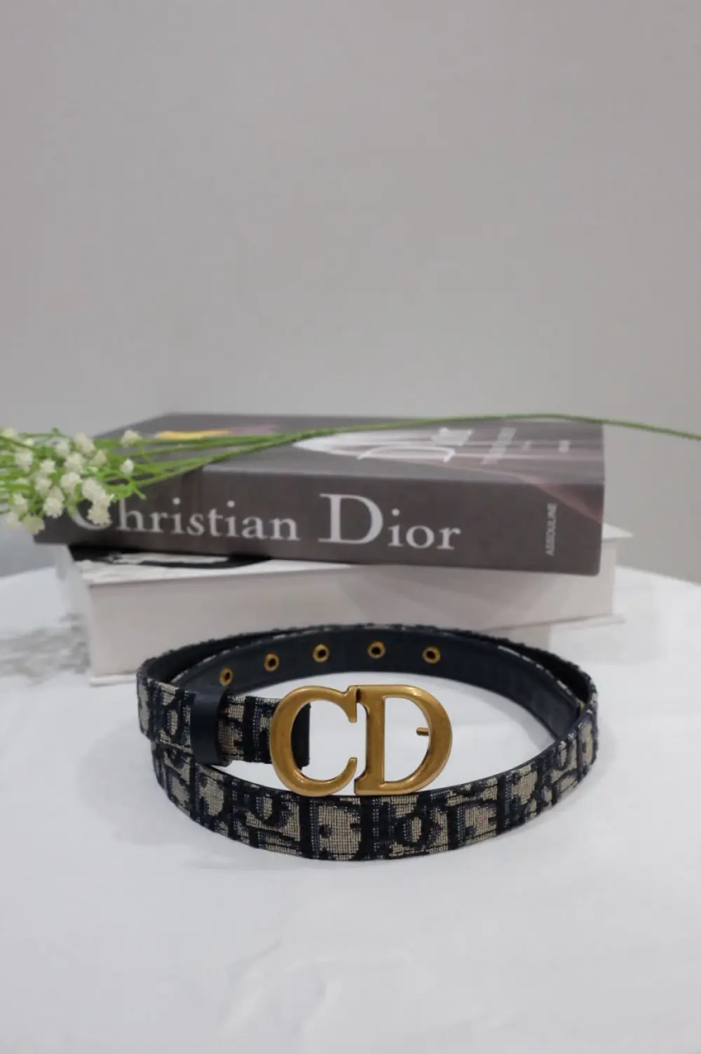 DIOR WOMEN BELT 2CM LOGO CD blue oblique ghw