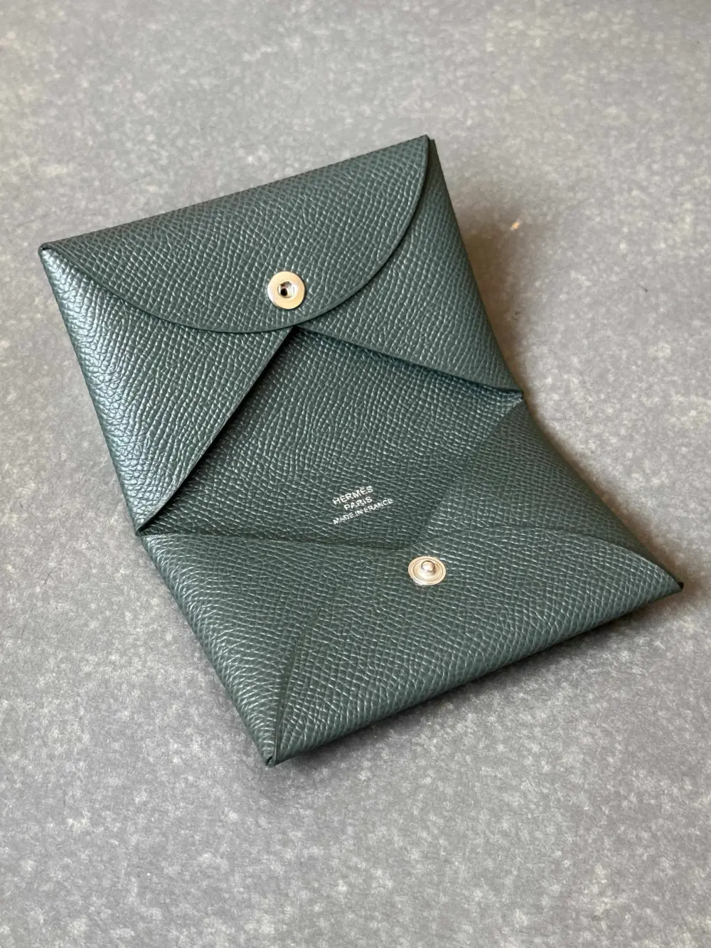 HERMES CALVI CARD HOLDER VERT MANGROVE EPSOM