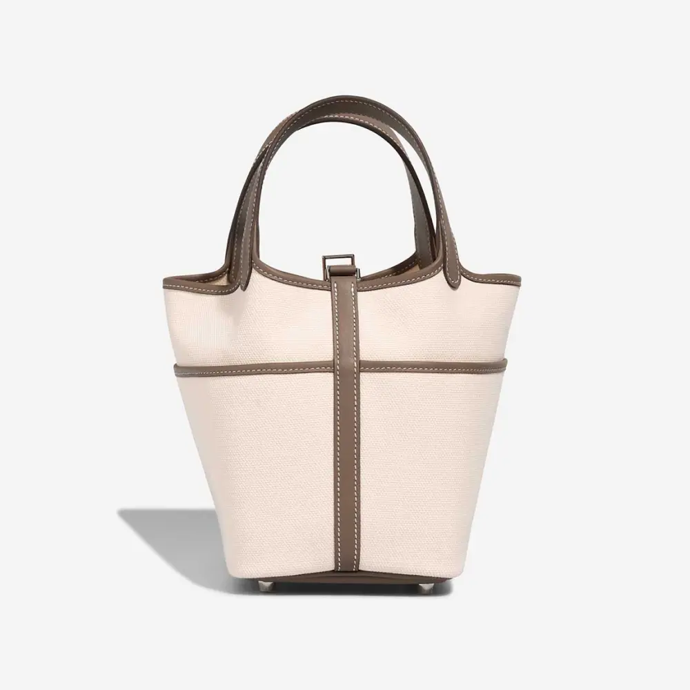 HERMES PICOTIN 18 CARGO ECRU ETOUPE PHW
