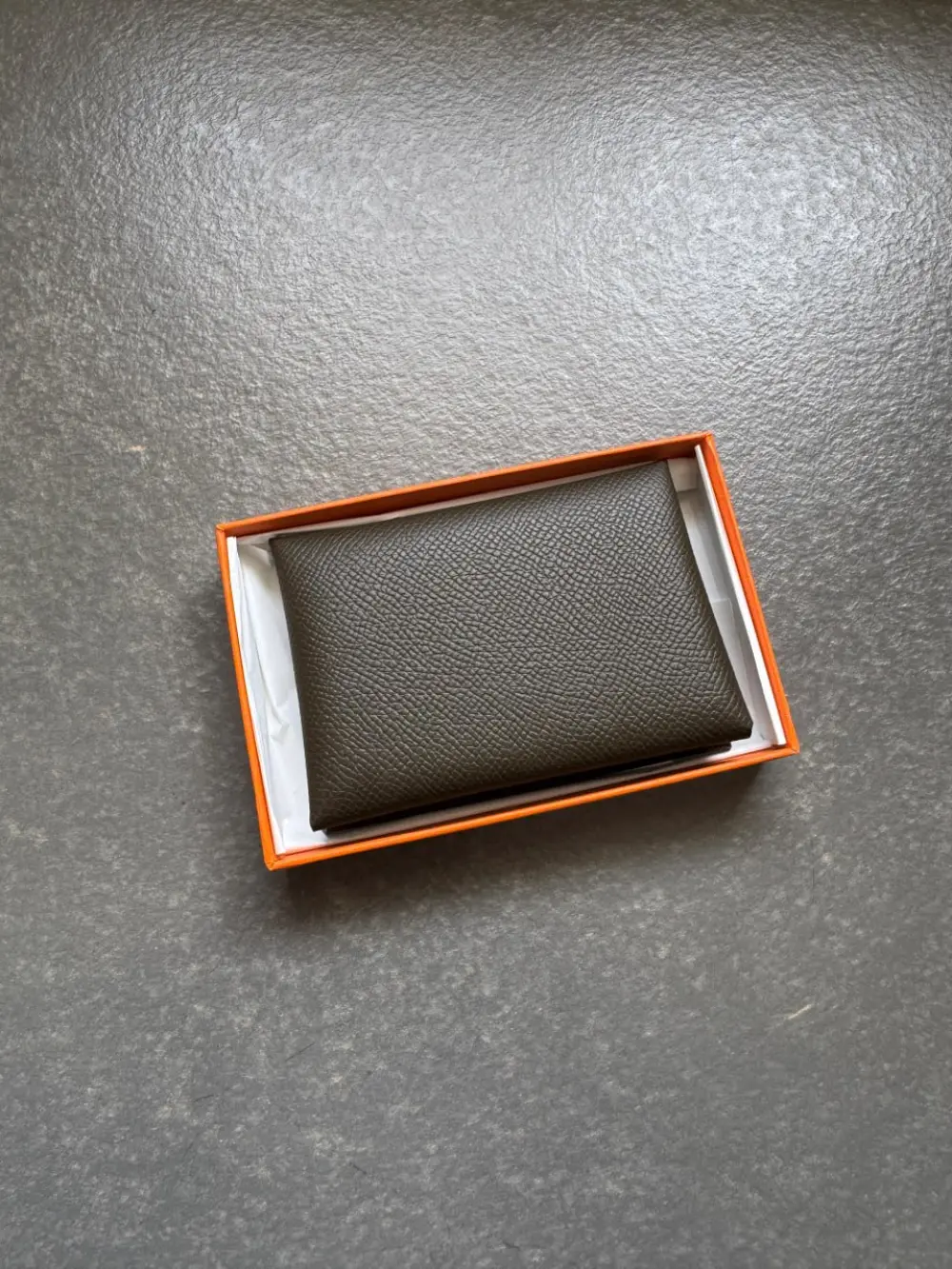 HERMES CALVI DUO CARD HOLDER VERT LODEN EPSOM