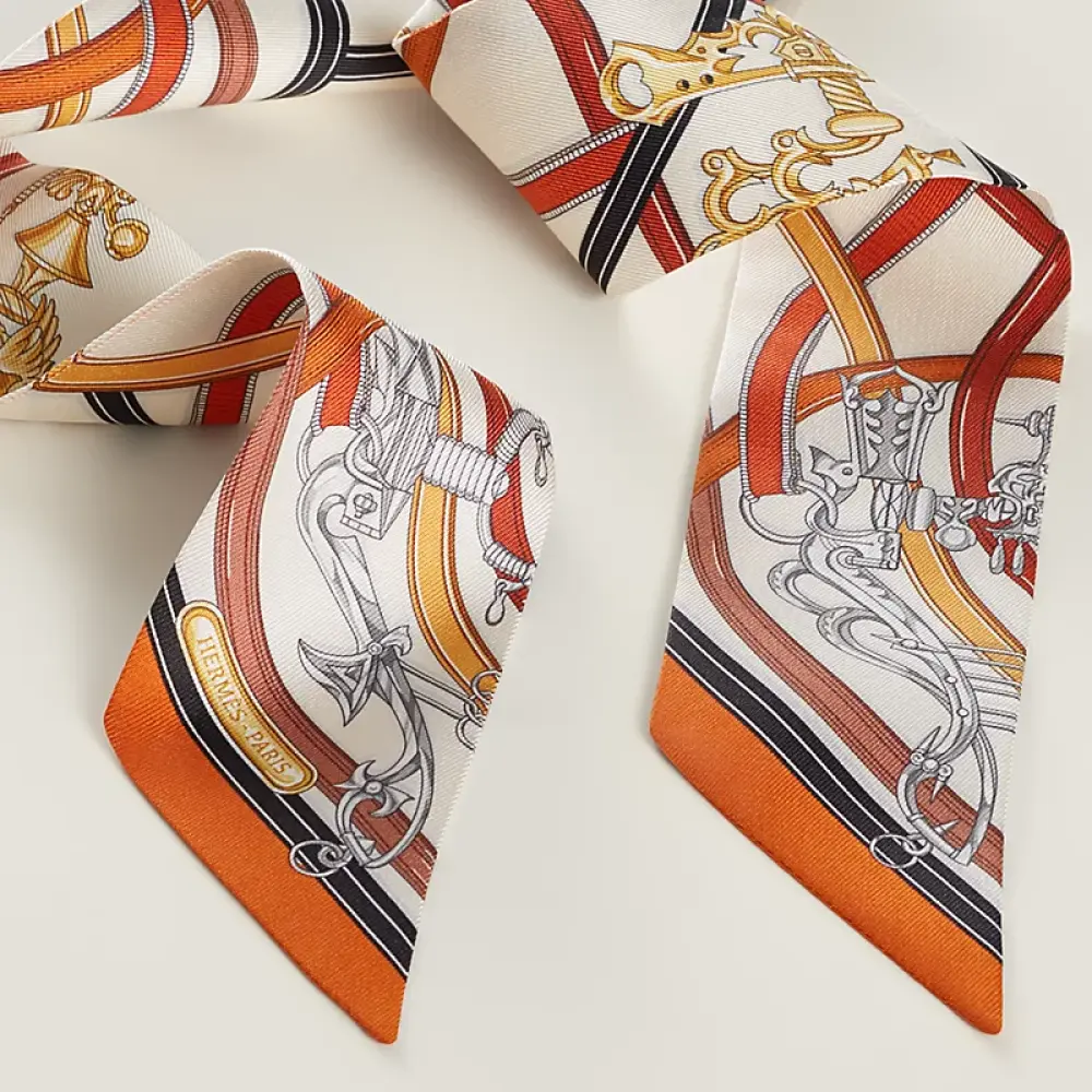 HERMES TWILLY EACH HERNAIS LEGENDAIRE BLANC CASSE / ORANGE CUIT / NOIR