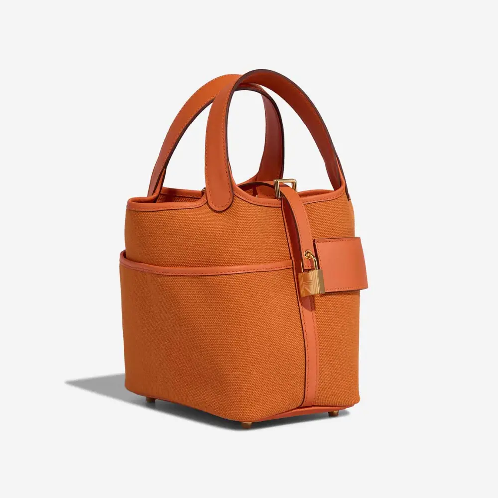 HERMES PICOTIN 18 CARGO ORANGE GHW