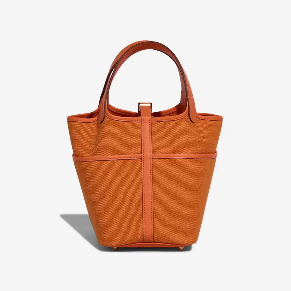 HERMES PICOTIN 18 CARGO ORANGE GHW