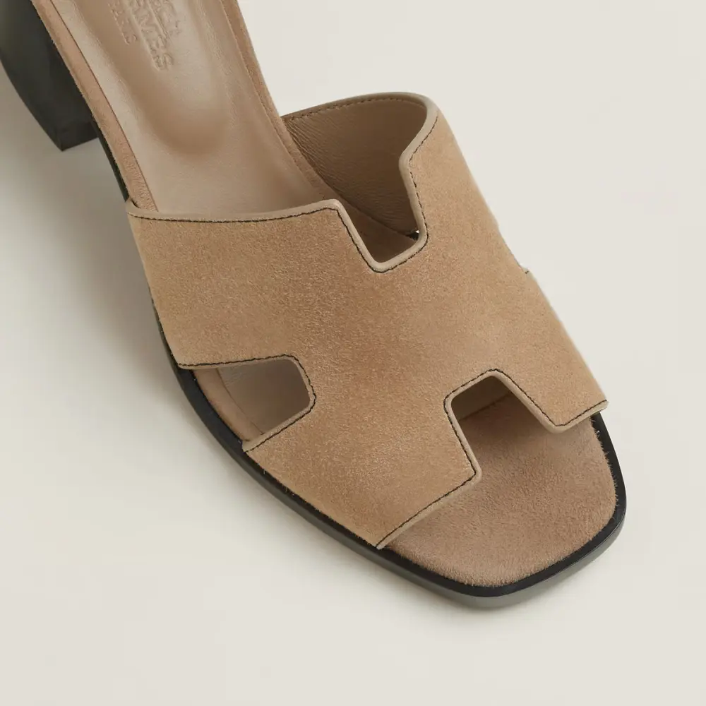 HERMES HELIA 60 SANDAL BEIGE ARGILE SUEDE