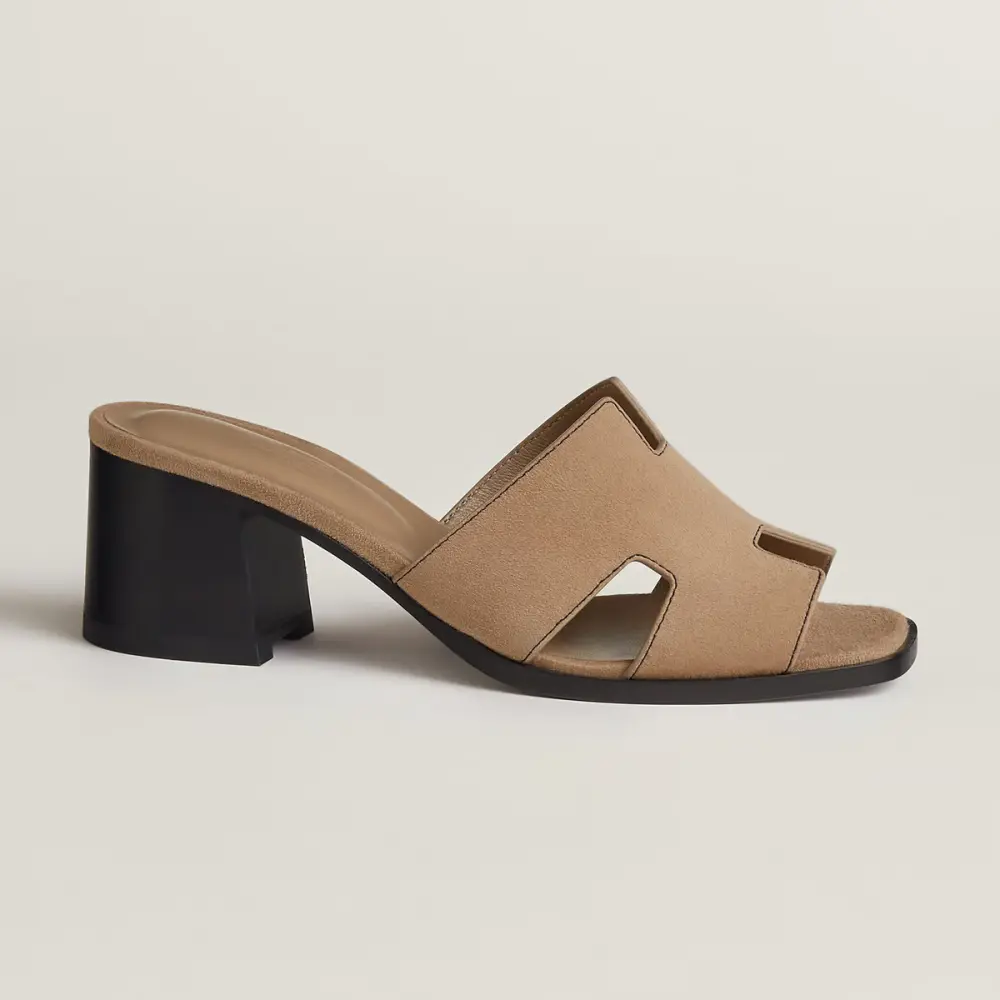 HERMES HELIA 60 SANDAL BEIGE ARGILE SUEDE