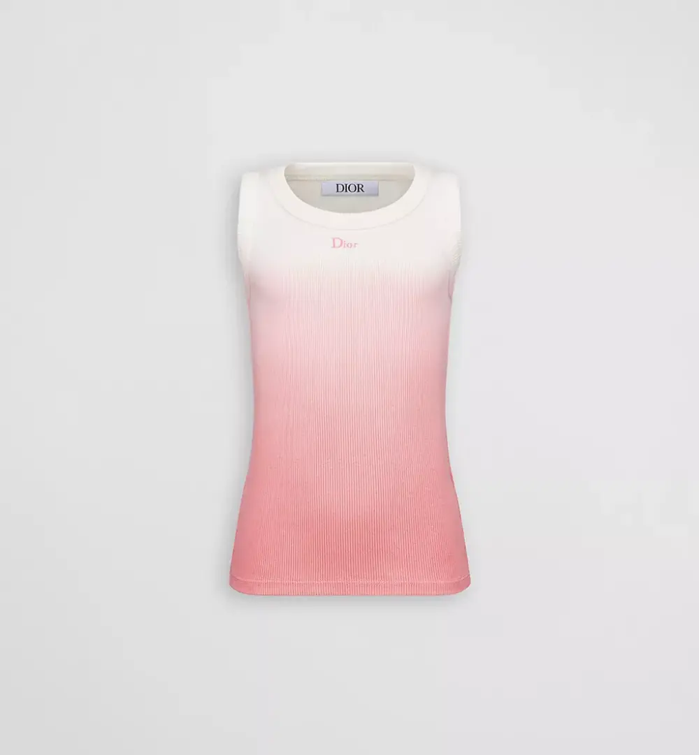 KIDS TANK TOP · GRADIENT PINK & IVORY RIBBED COTTON JERSEY