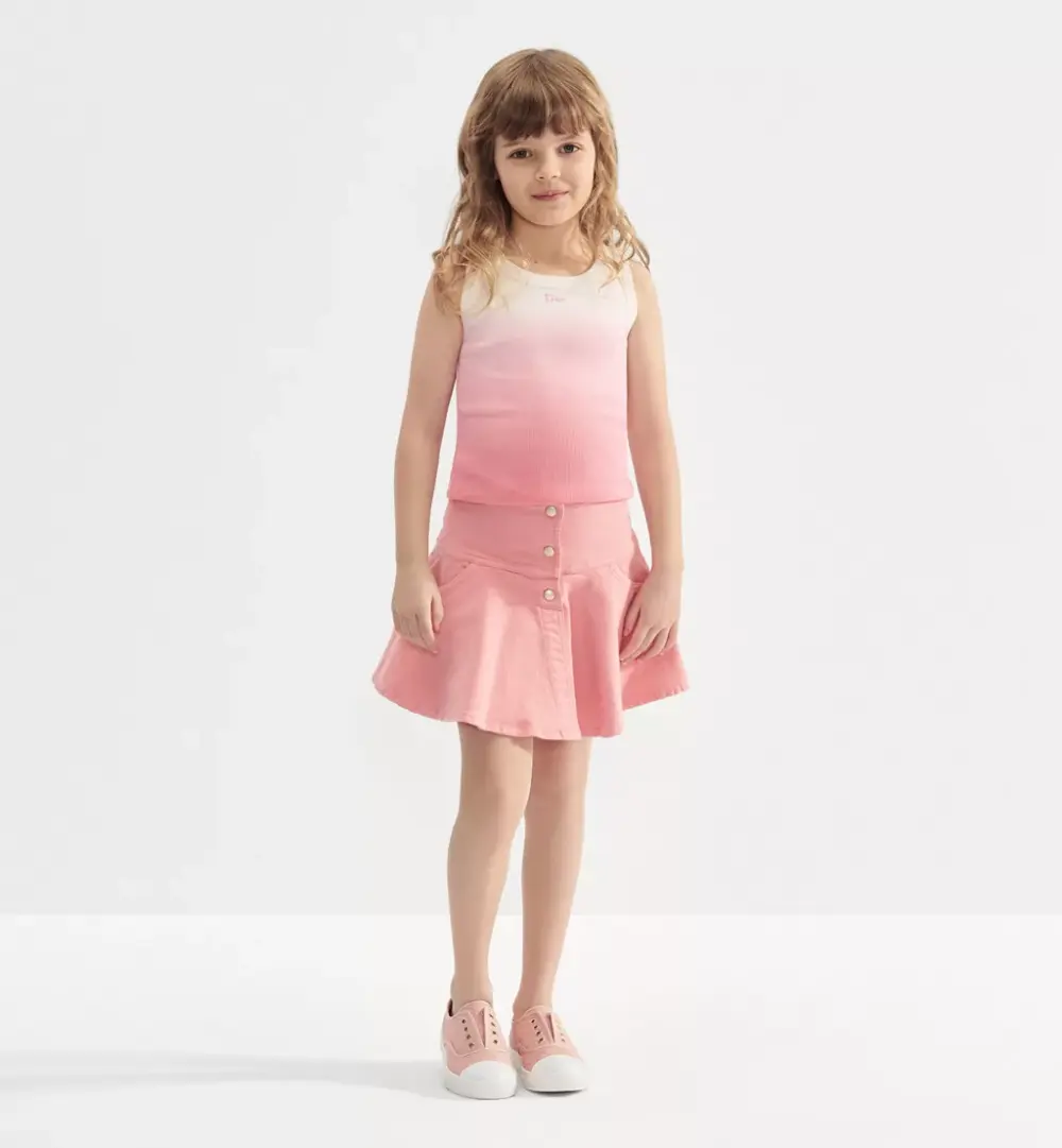DIOR KIDS TANK TOP GRADIENT PINK & IVORY RIBBED COTTON JERSEY