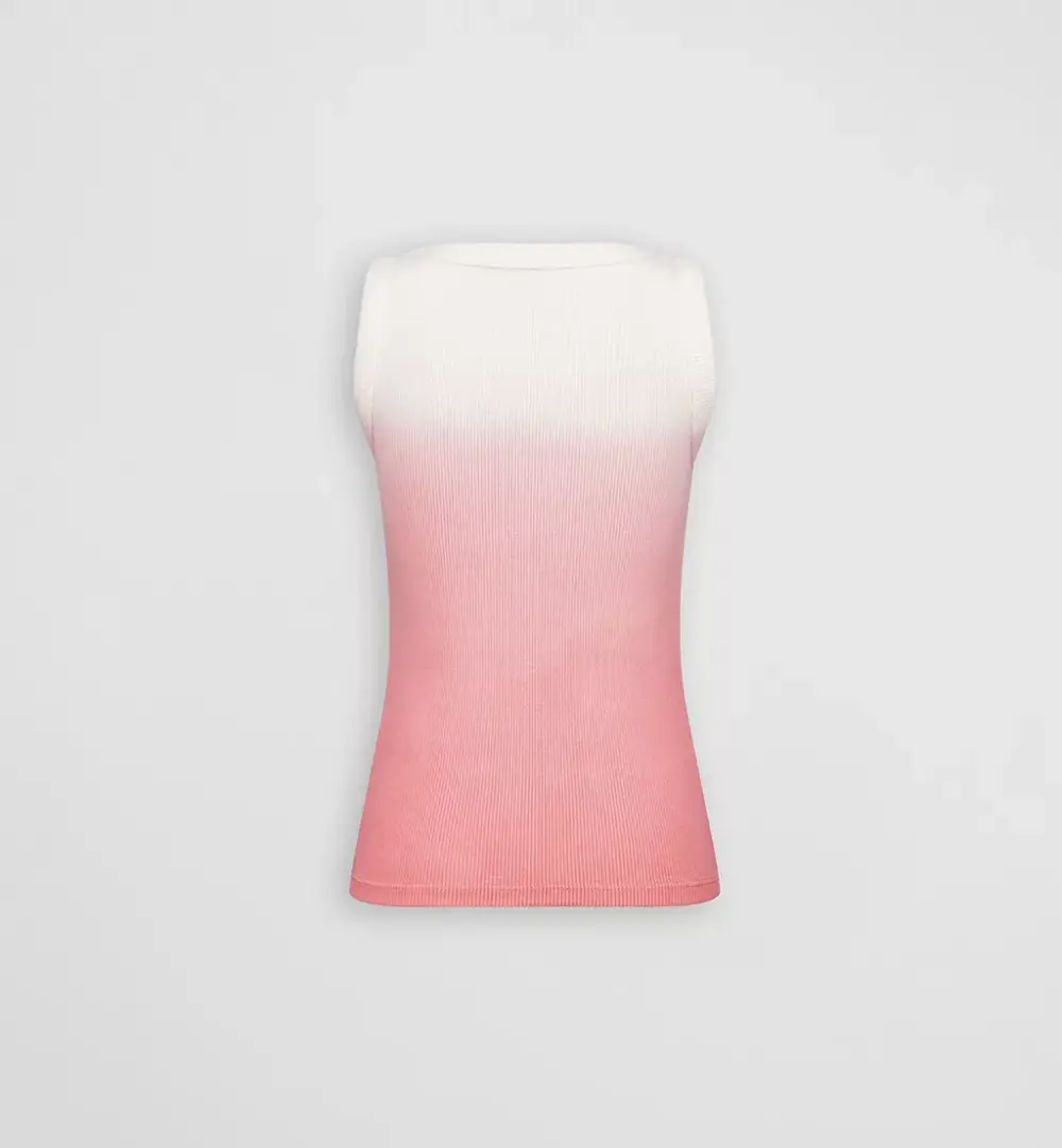 DIOR KIDS TANK TOP GRADIENT PINK & IVORY RIBBED COTTON JERSEY