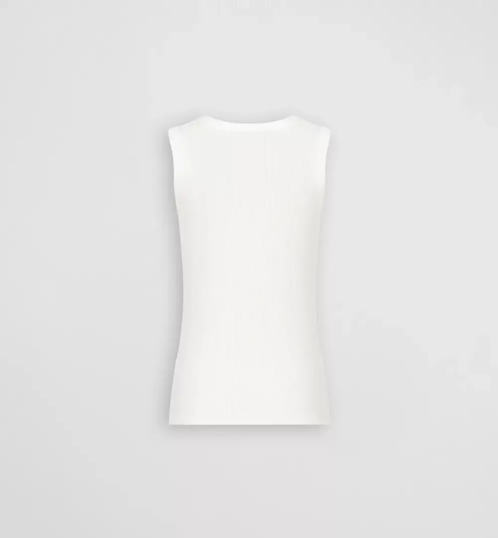 DIOR KIDS TANK TOP IVORY RIBBED COTTON JERSEY