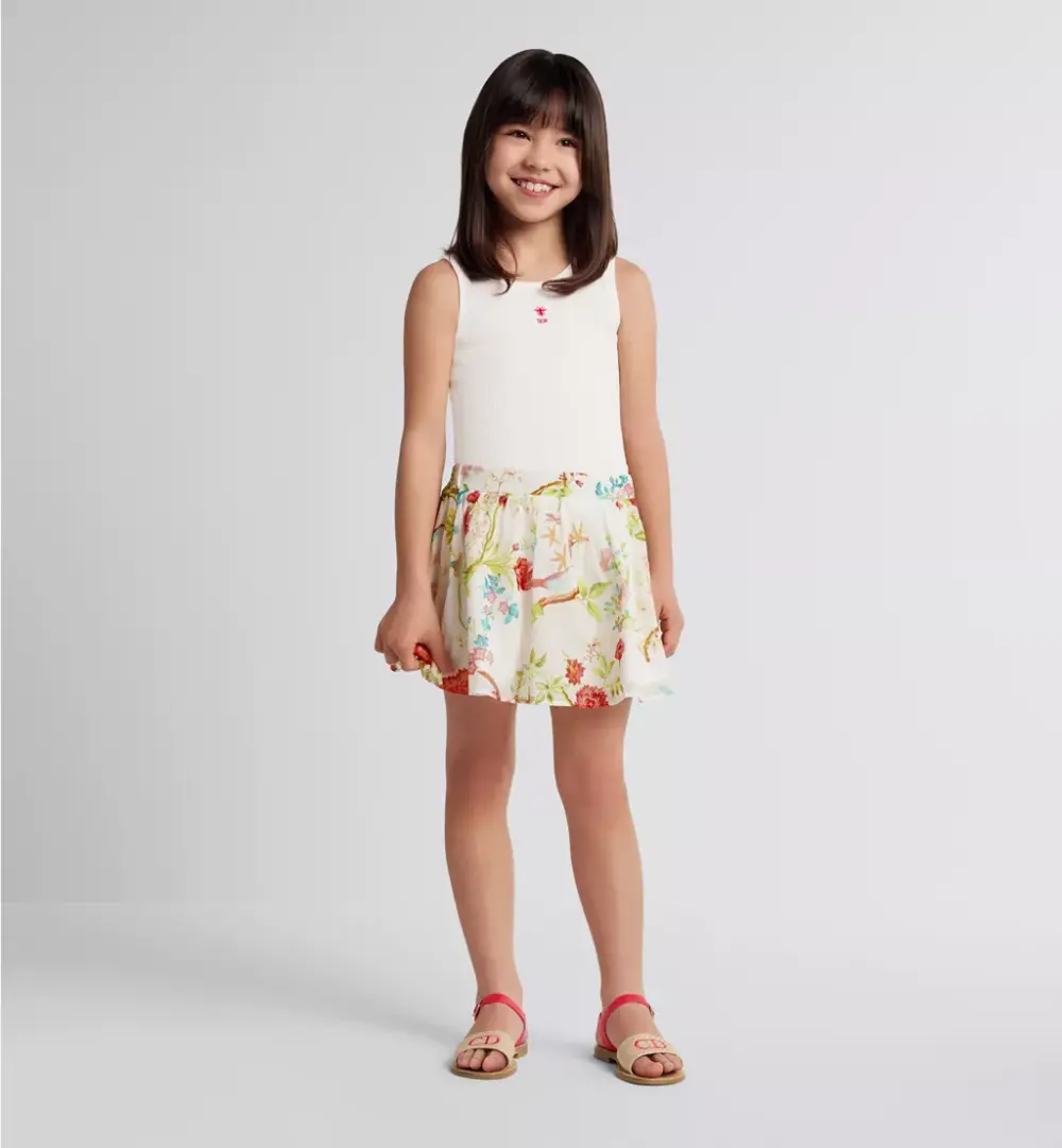 DIOR KIDS TANK TOP IVORY RIBBED COTTON JERSEY