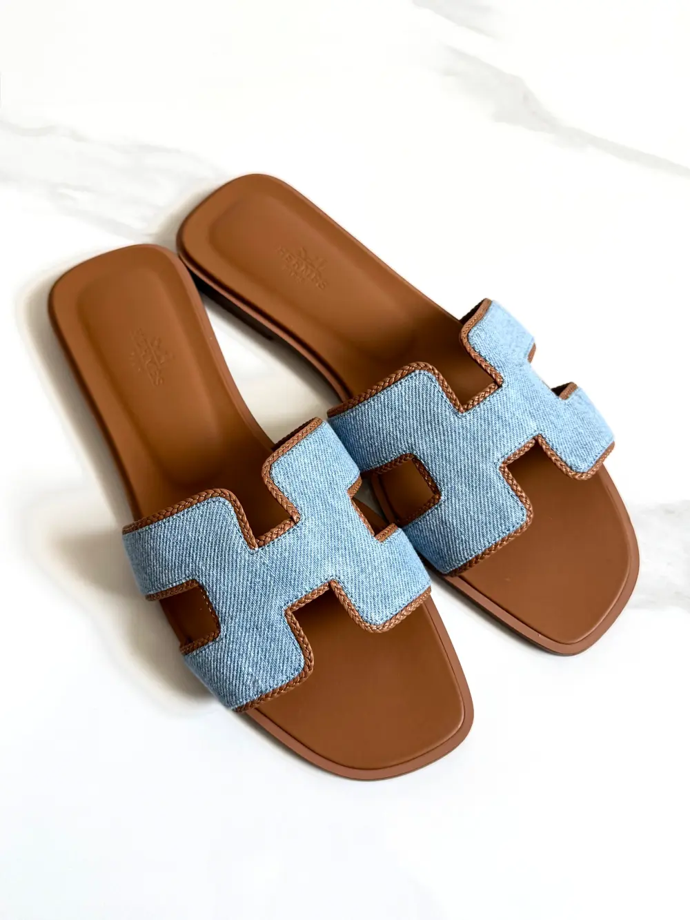 HERMES ORAN DENIM BLEU CLAIR / NATUREL
