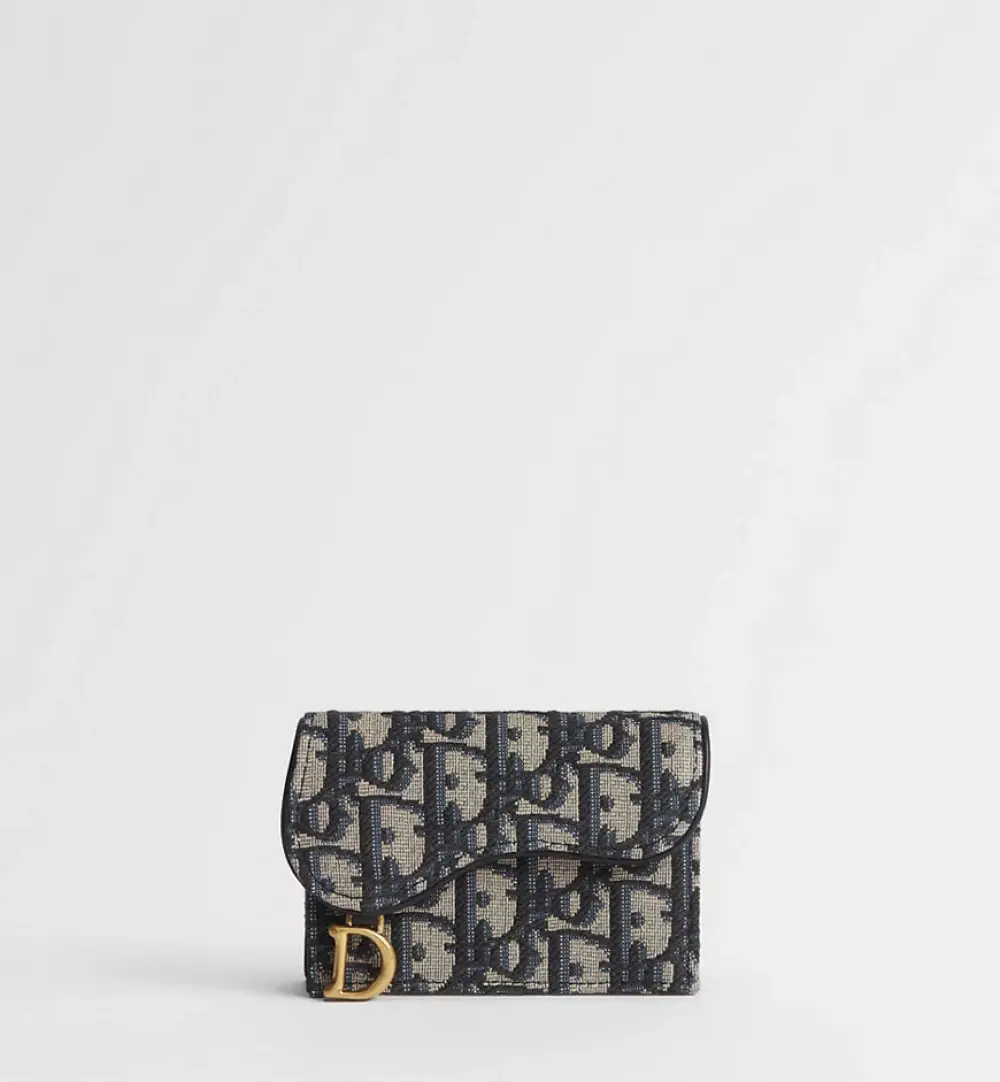 CARD CASE FLAP SADDLE · navy oblique