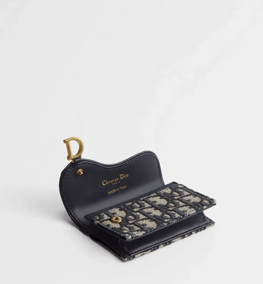DIOR CARD CASE FLAP SADDLE navy oblique