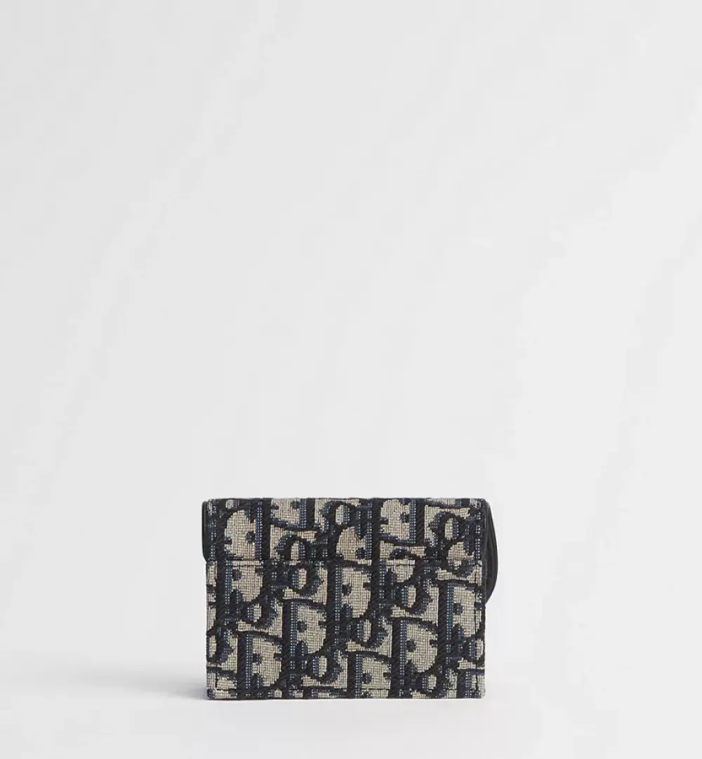 DIOR CARD CASE FLAP SADDLE navy oblique