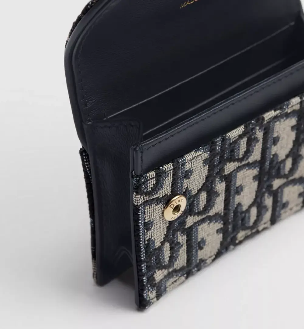 DIOR CARD CASE FLAP SADDLE navy oblique
