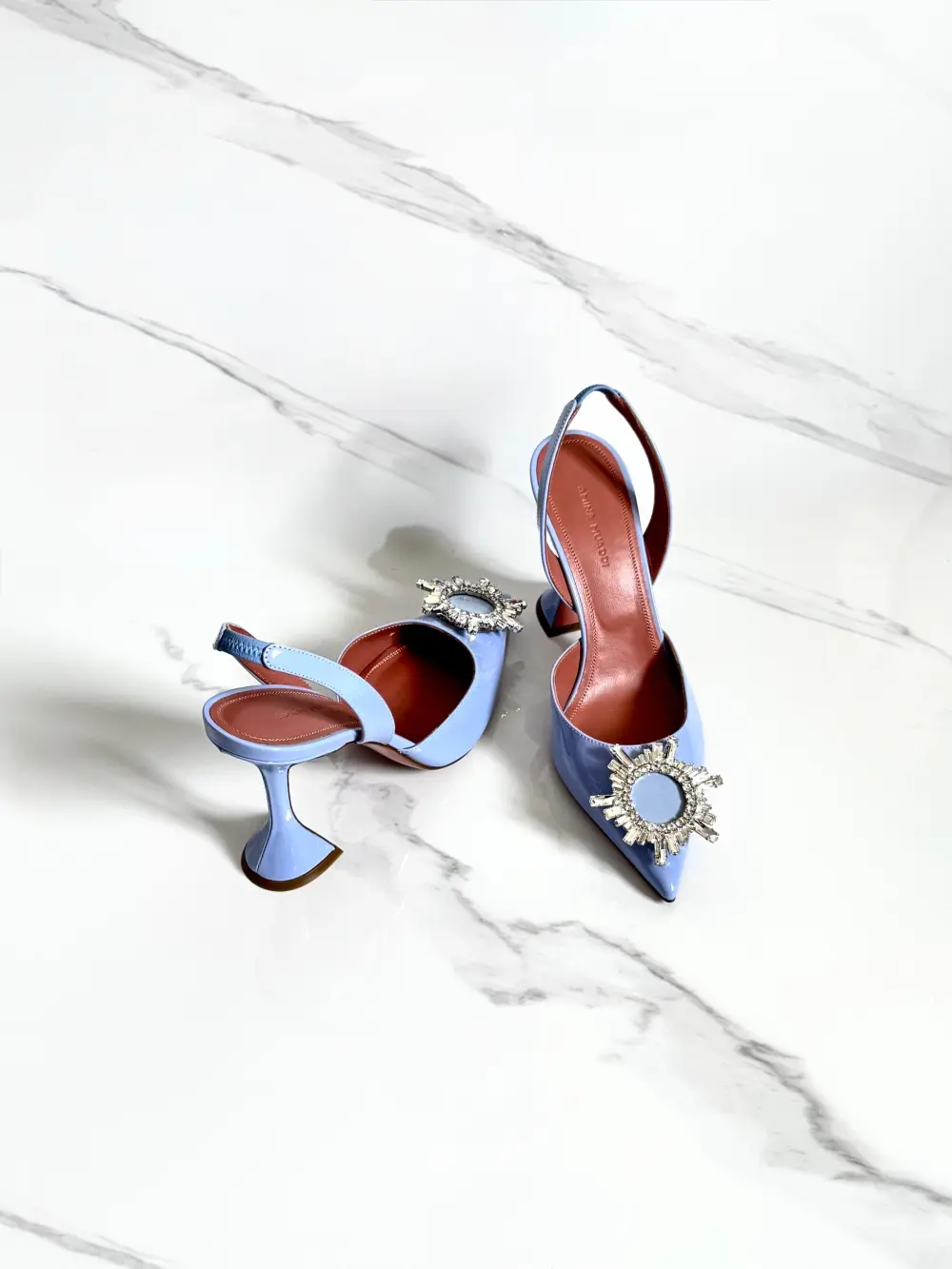 AMINA MUADDI BEGUM SLING 9,5 CM DUST BLUE PATENT