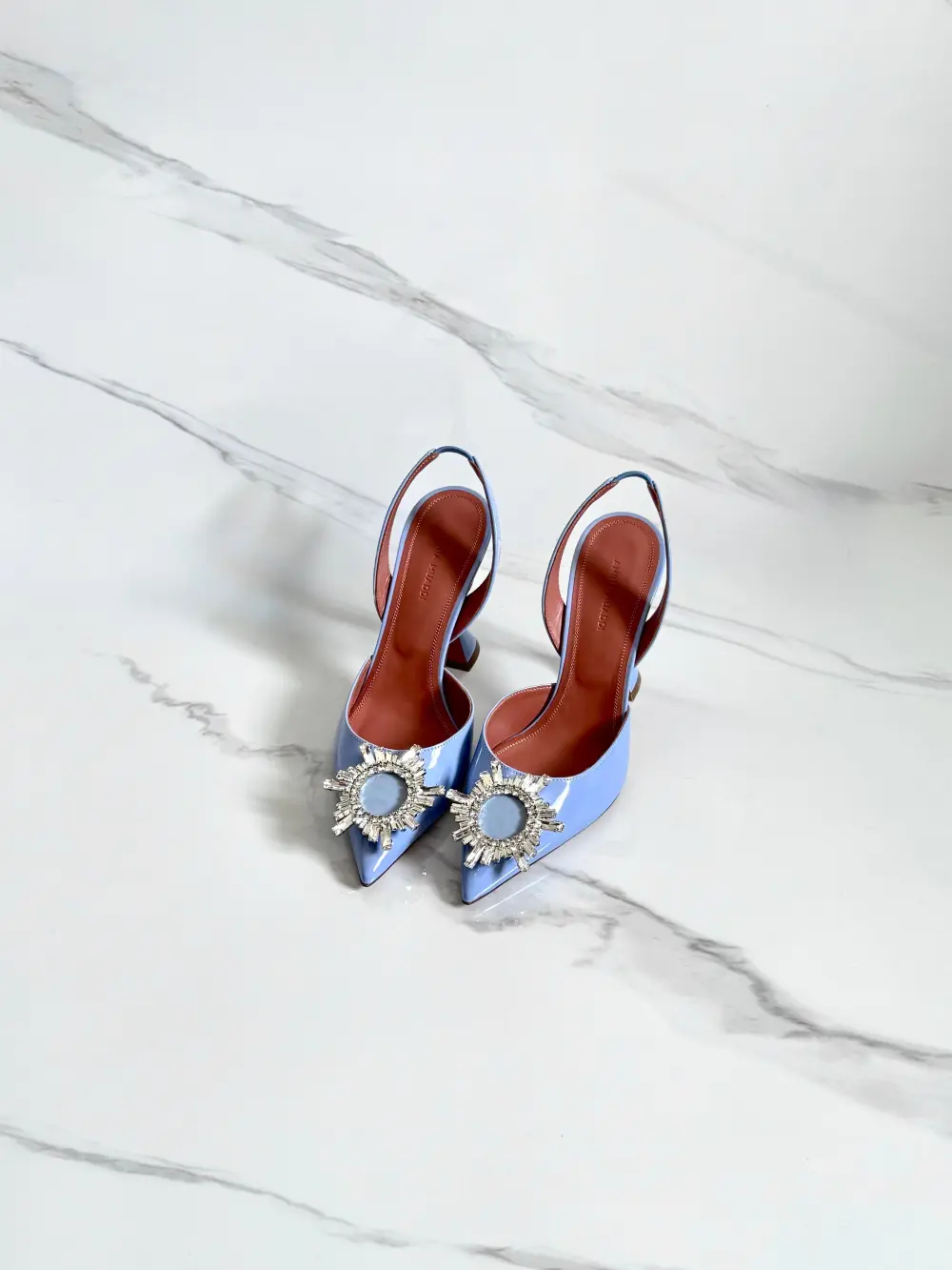 AMINA MUADDI BEGUM SLING 9,5 CM DUST BLUE PATENT