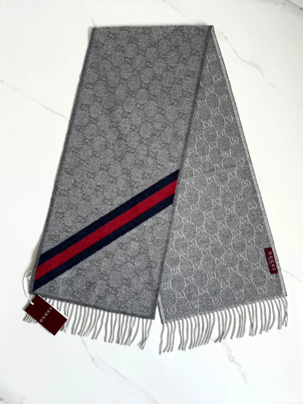 GUCCI NIKKY WOOL SCARF GREY