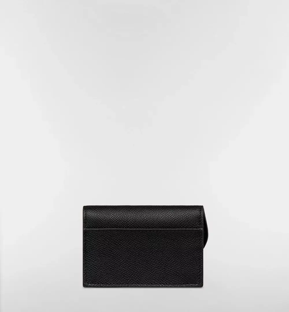 DIOR CARD CASE FLAP SADDLE black grained ghw
