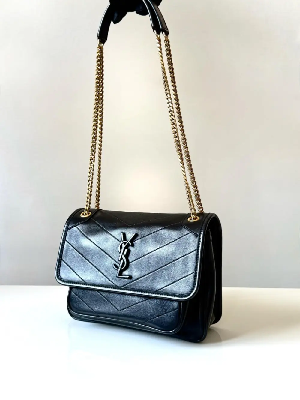 SAINT LAURENT NIKI BABY LAMBSKIN LEATHER · ALL BLACK GHW