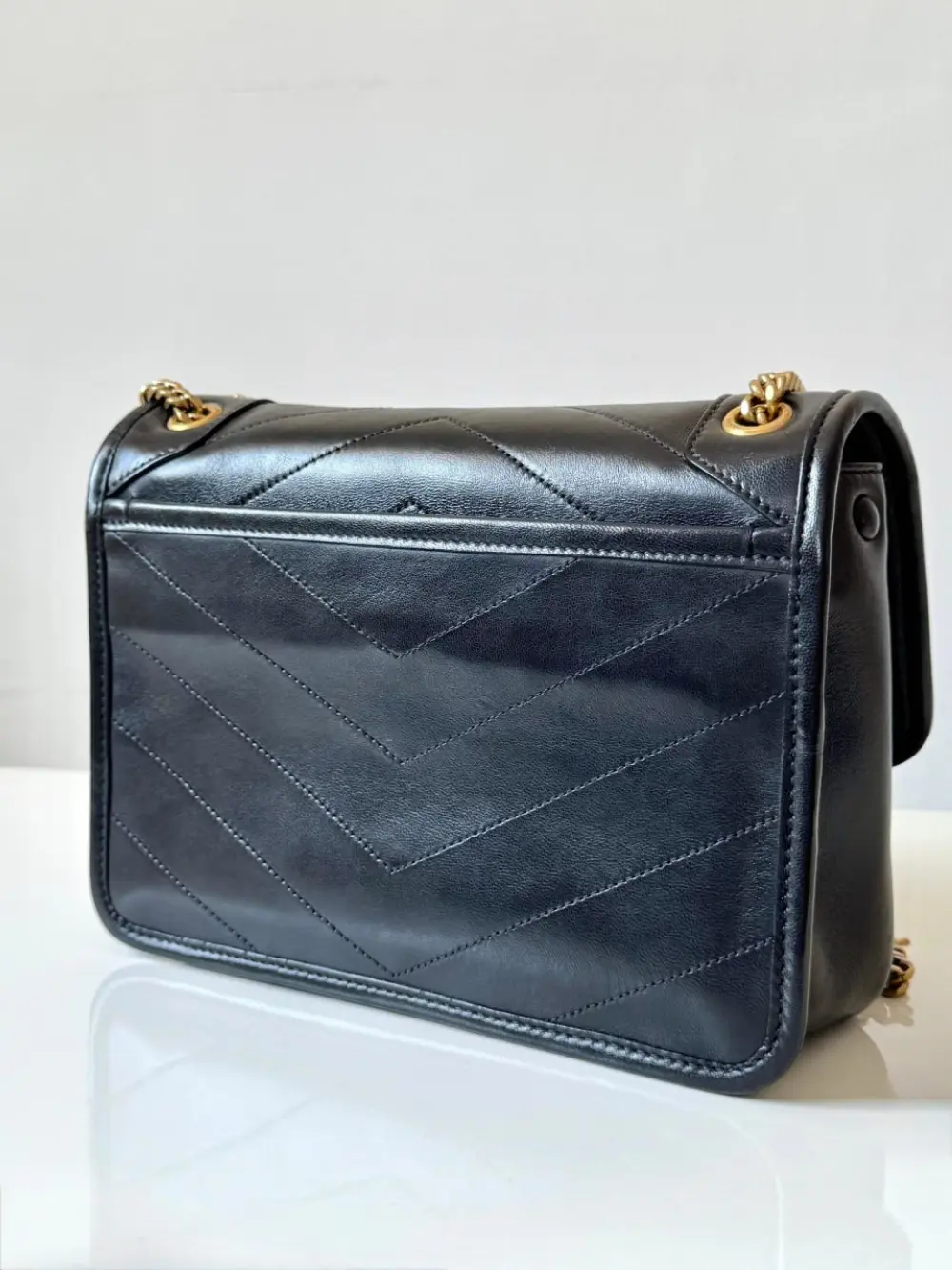 YSL SAINT LAURENT NIKI BABY LAMBSKIN LEATHER ALL BLACK GHW
