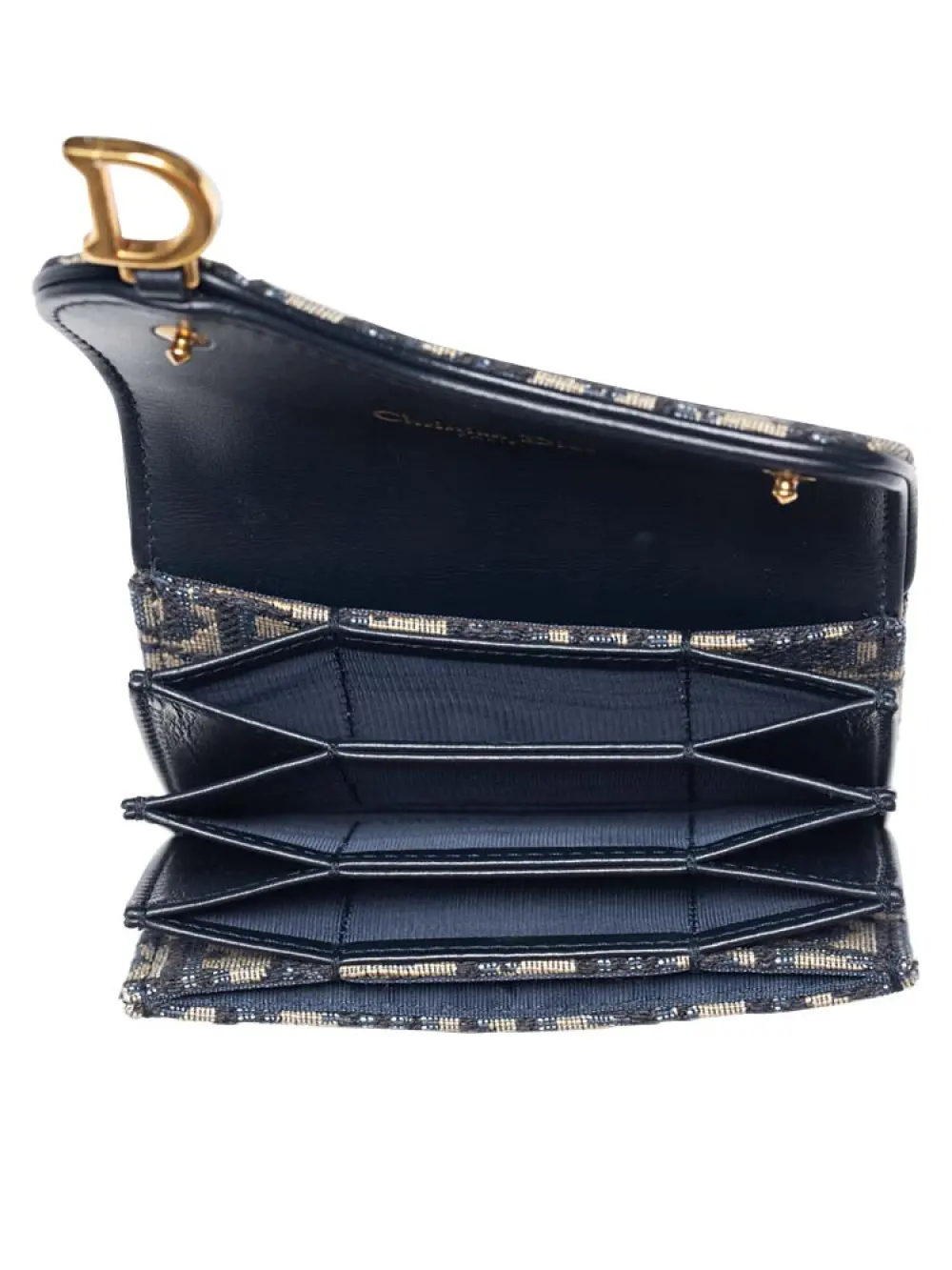 DIOR CARD CASE SADDLE MULTISLOT 5 GUSSET navy oblique